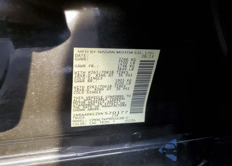 2014 Nissan Titan Sv z USA, uszkodzony, nr VIN 1N6AA0EC2EN520177